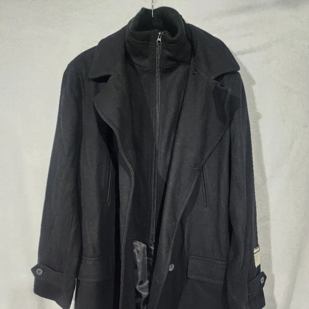 NWT Jf j.ferrar men’s wool bland pea coat black medium - Picture 2 of 9
